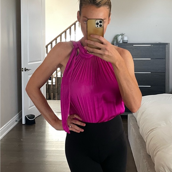 Bright Pink Neck Tie Top - Picture 1 of 4
